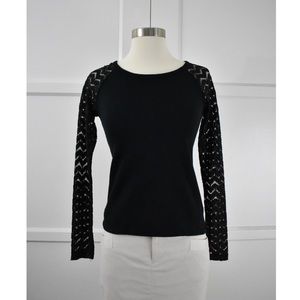 FOREVER 21 Black Lace Sleeve Top Size Small